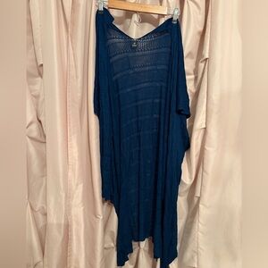 ECHO knit shawl wrap teal blue green 100% rayon